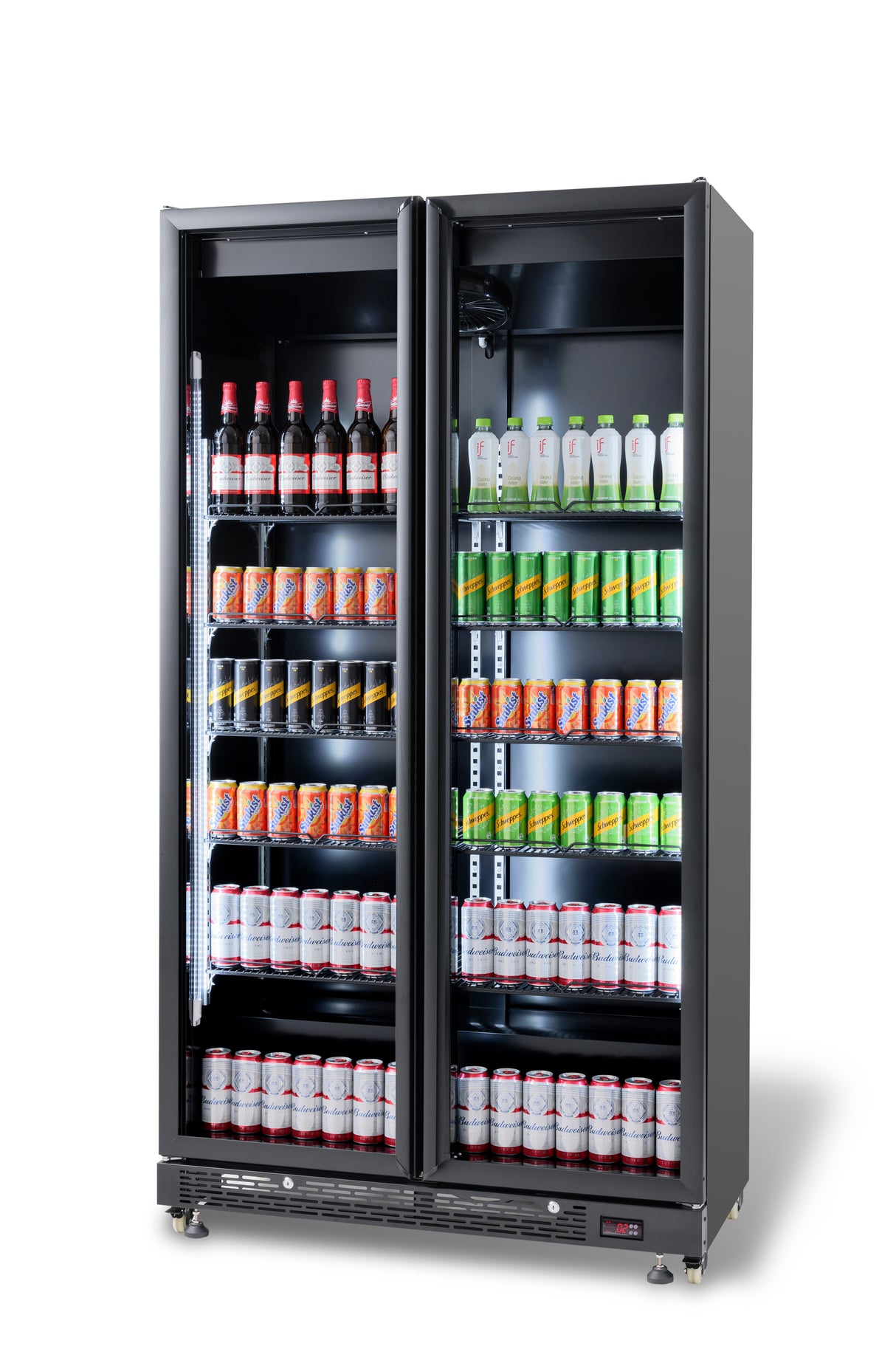 Commercial Catering Equipment - Refrigerator 2 Glass Doors Black Nap 850