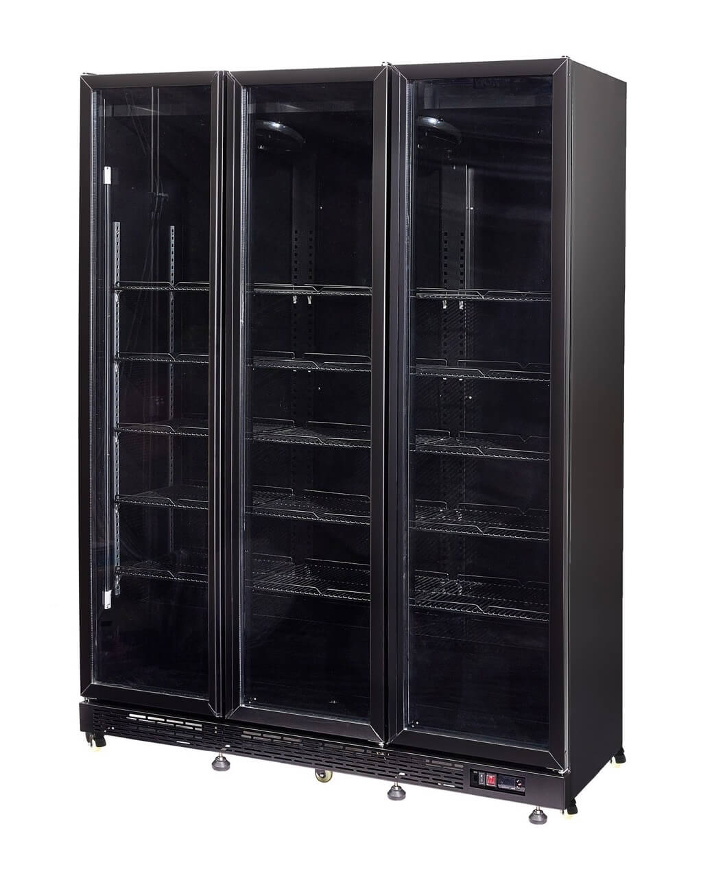 Combisteel Refrigerator - 3 Glass Doors - Black NAP 1200 HT - Door Heating - 1200L Capacity - Ventilated Cooling - +2°/+8°C - 7455.1925