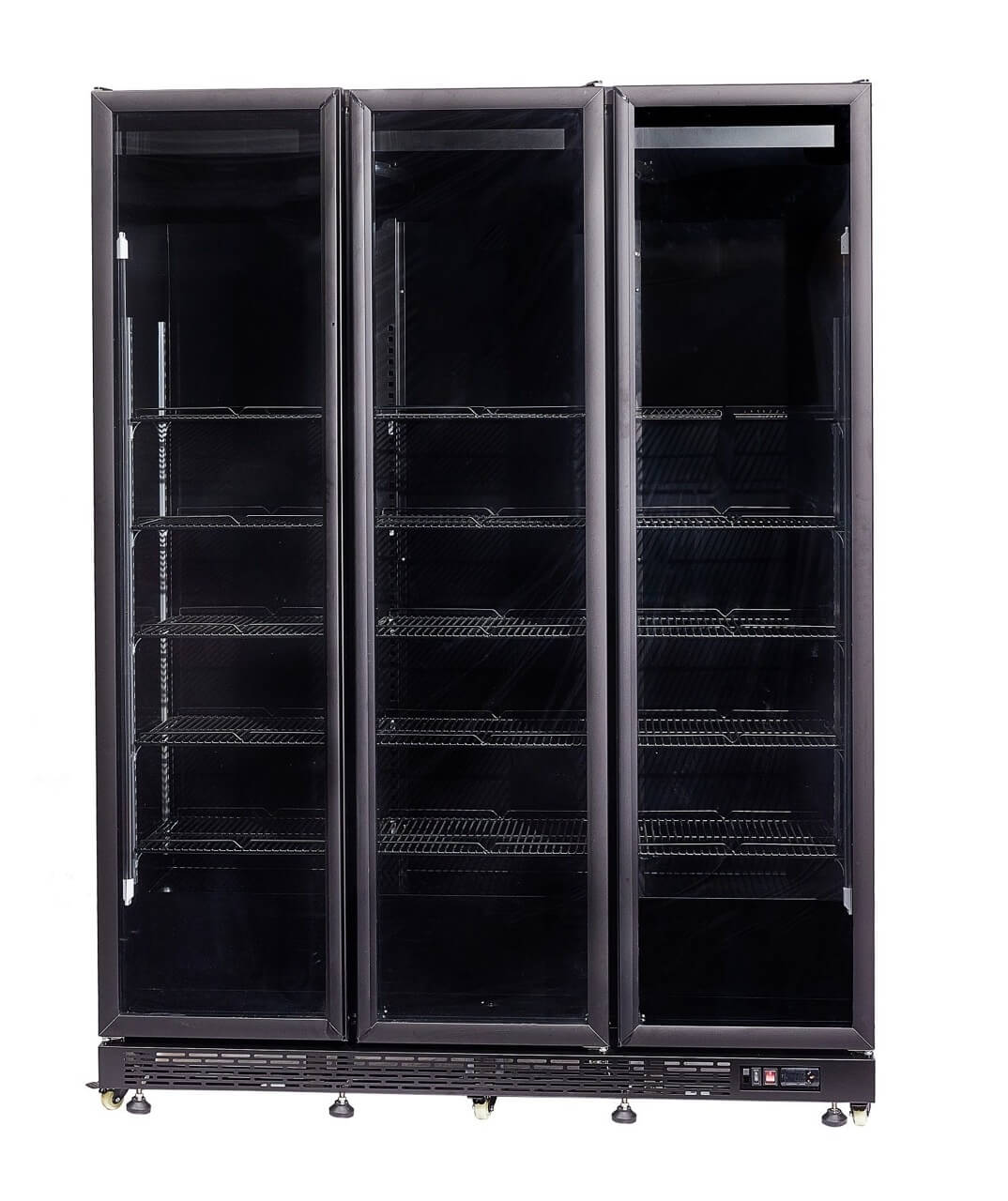 Combisteel Refrigerator - 3 Glass Doors - Black NAP 1200 HT - Door Heating - 1200L Capacity - Ventilated Cooling - +2°/+8°C - 7455.1925