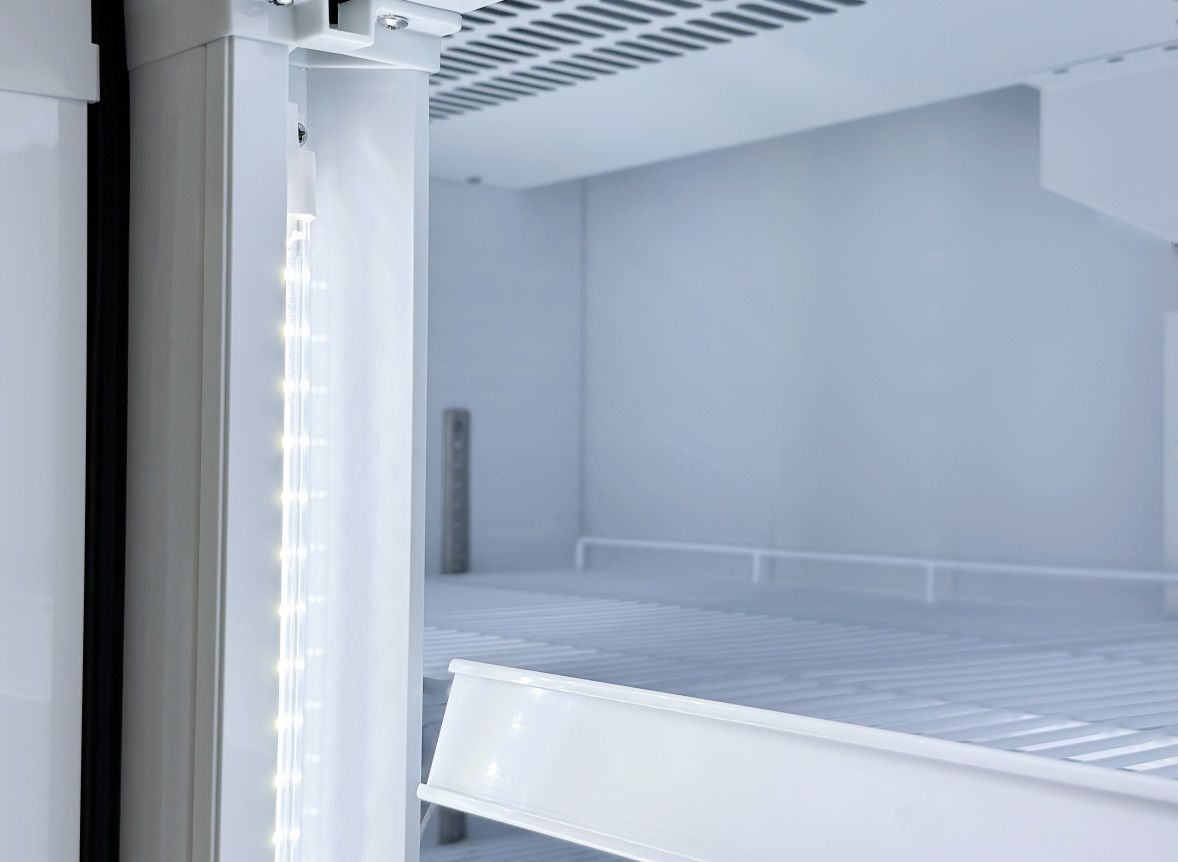 Revamp Your Display with the Combisteel 1065L Triple Hinged Glass Door Merchandiser Fridge - Perfect for Showcasing Chilled Goods