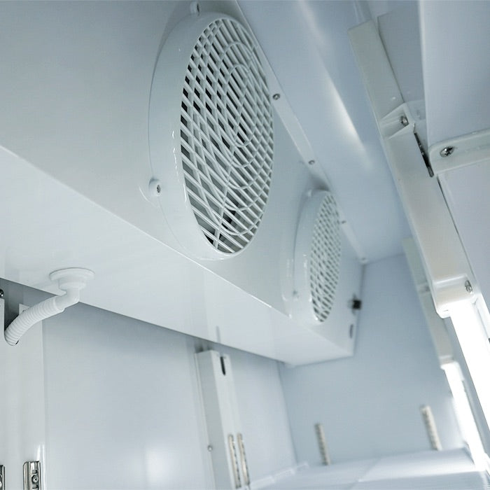 Revamp Your Display with the Combisteel 1065L Triple Hinged Glass Door Merchandiser Fridge - Perfect for Showcasing Chilled Goods