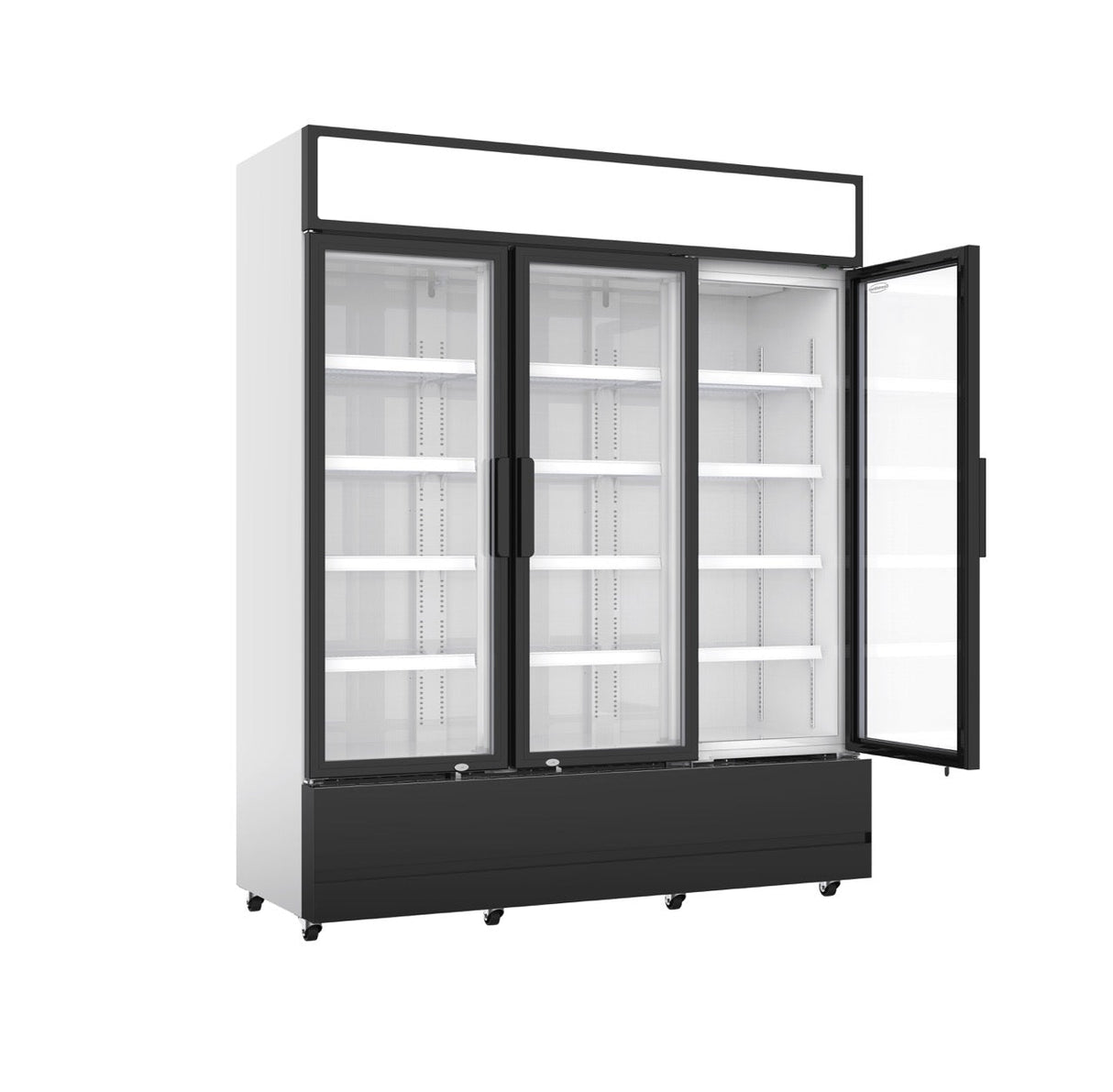 Revamp Your Display with the Combisteel 1065L Triple Hinged Glass Door Merchandiser Fridge - Perfect for Showcasing Chilled Goods