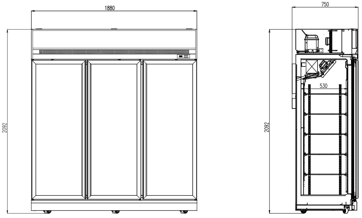 Elegant 3-Door Glass Freezer by Combisteel - Model Ins-1530F (Black)
