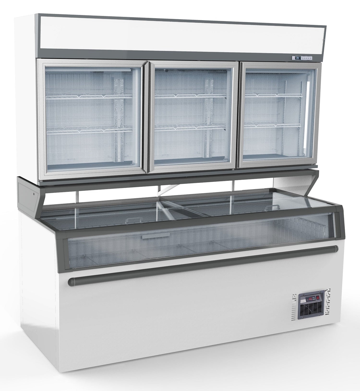 Sleek White Wall-Mounted Cold/Freezer Unit with 3 Glass Doors by Combisteel - Model 7455.2505