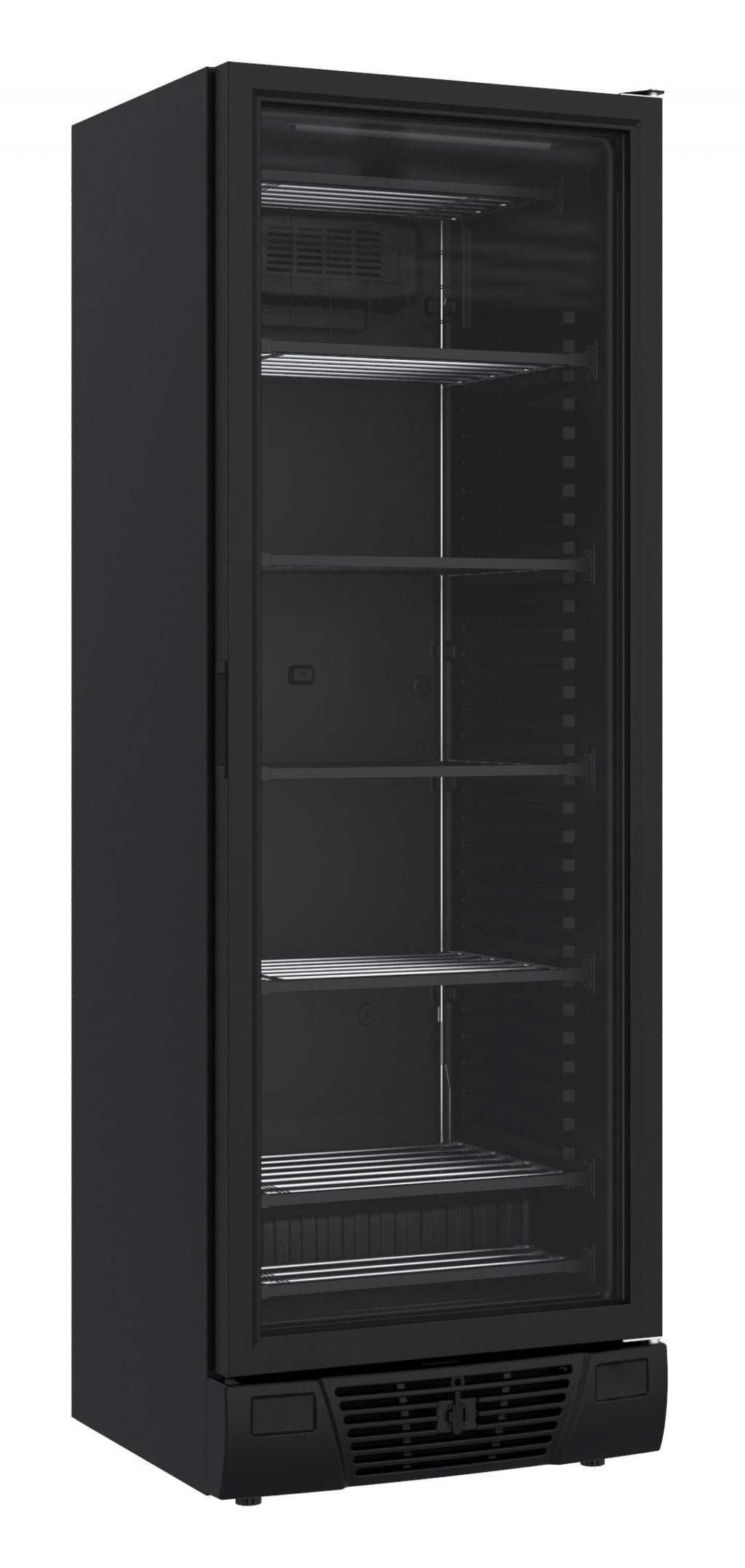 Sleek Combisteel 382L Black Single Glass Door Display Freezer - Perfect for Showcasing Your Products