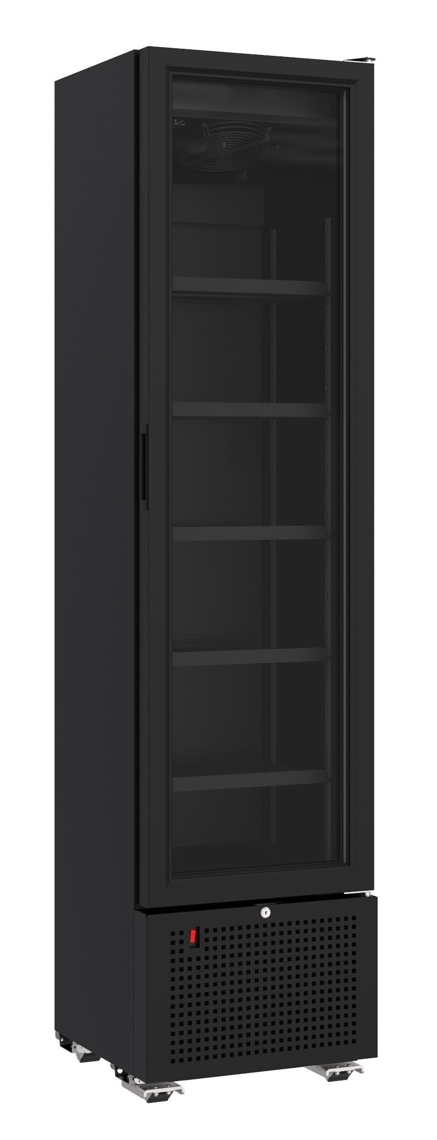Sleek Black 221L Combisteel Slimline Single Door Bottle Fridge - Perfect for Merchandising