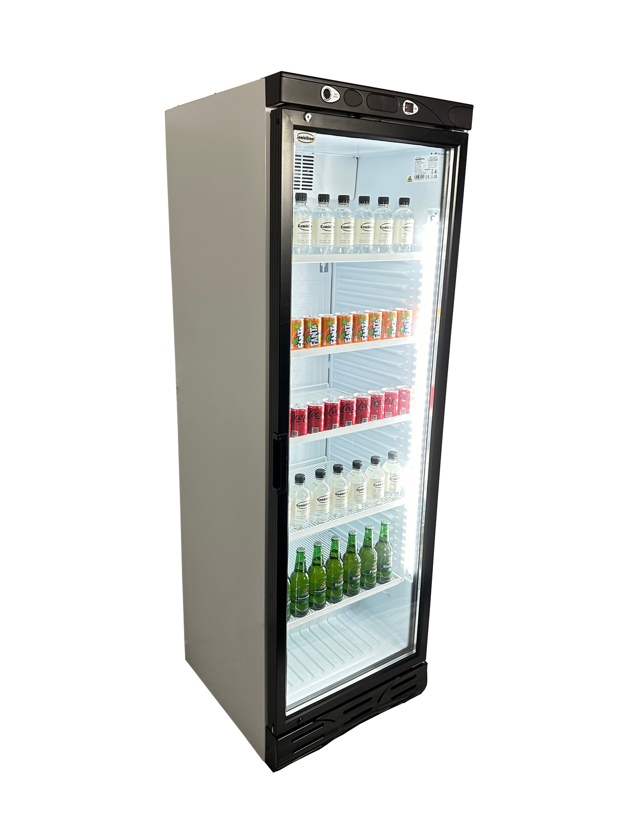 Chic 382L Combisteel Glass Door Refrigerator - Perfect for Stylish Cooling Solutions