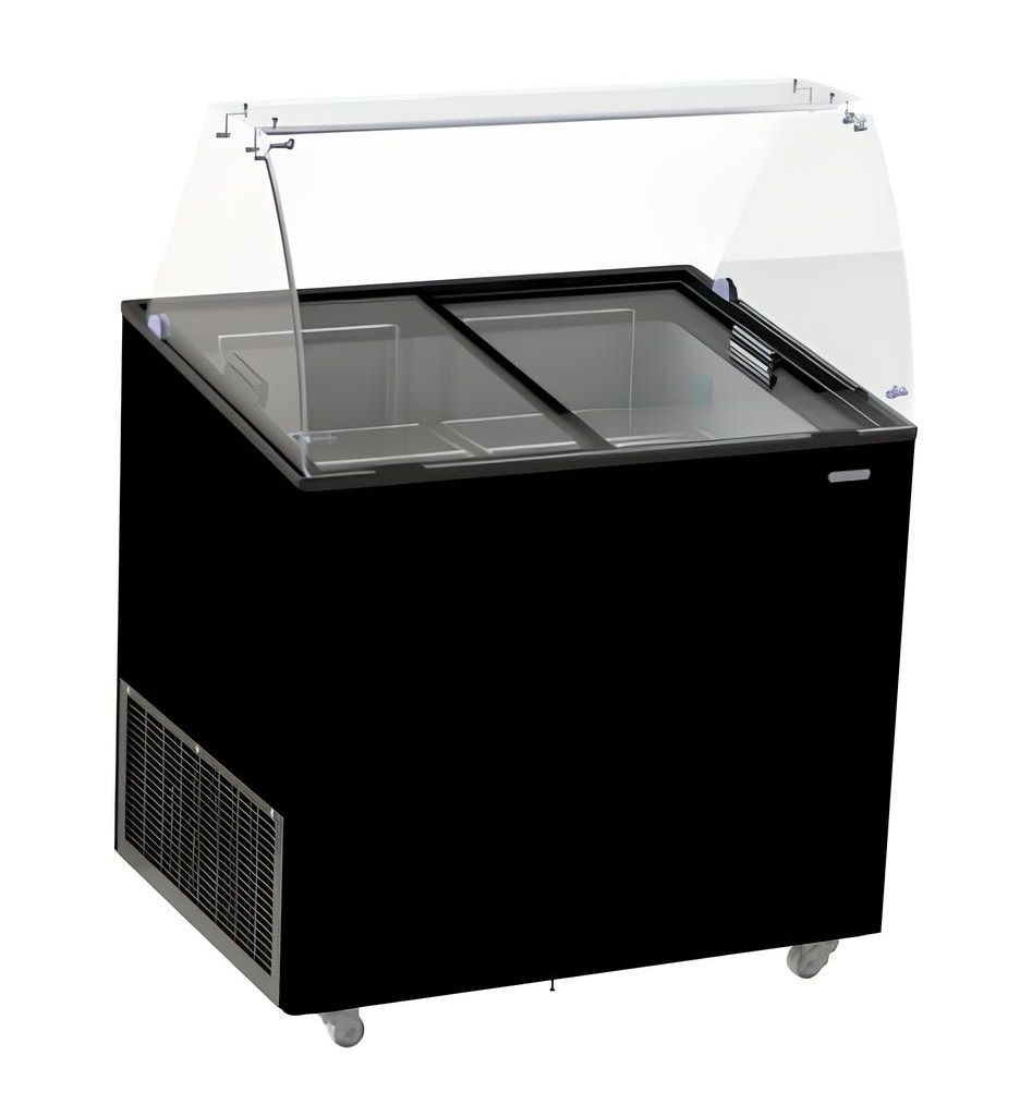 Sleek Black Corsica Ice Cream Display Freezer by Combisteel - Holds 6 x 5 Liters of Delightful Treats