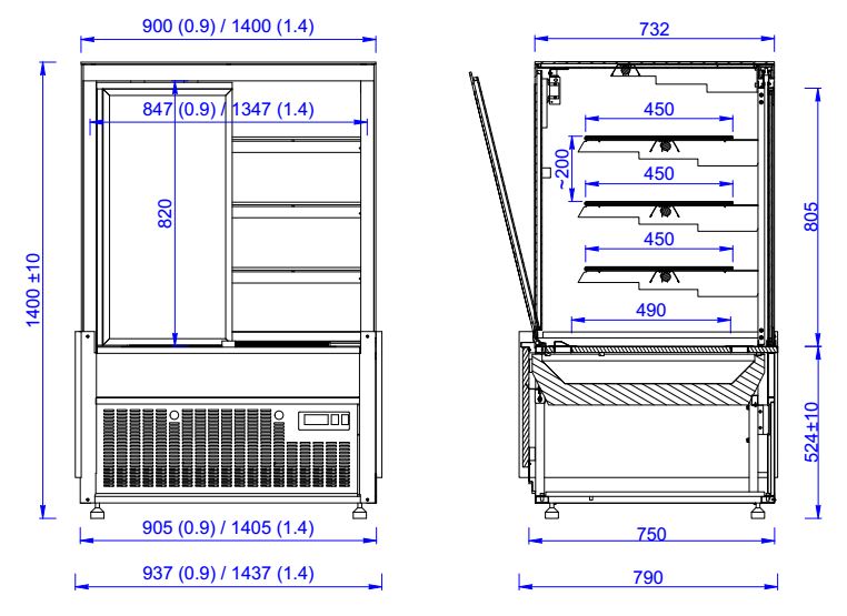Sleek Combisteel Nero 1.4 Cold Display Showcase - Model 7486.0095