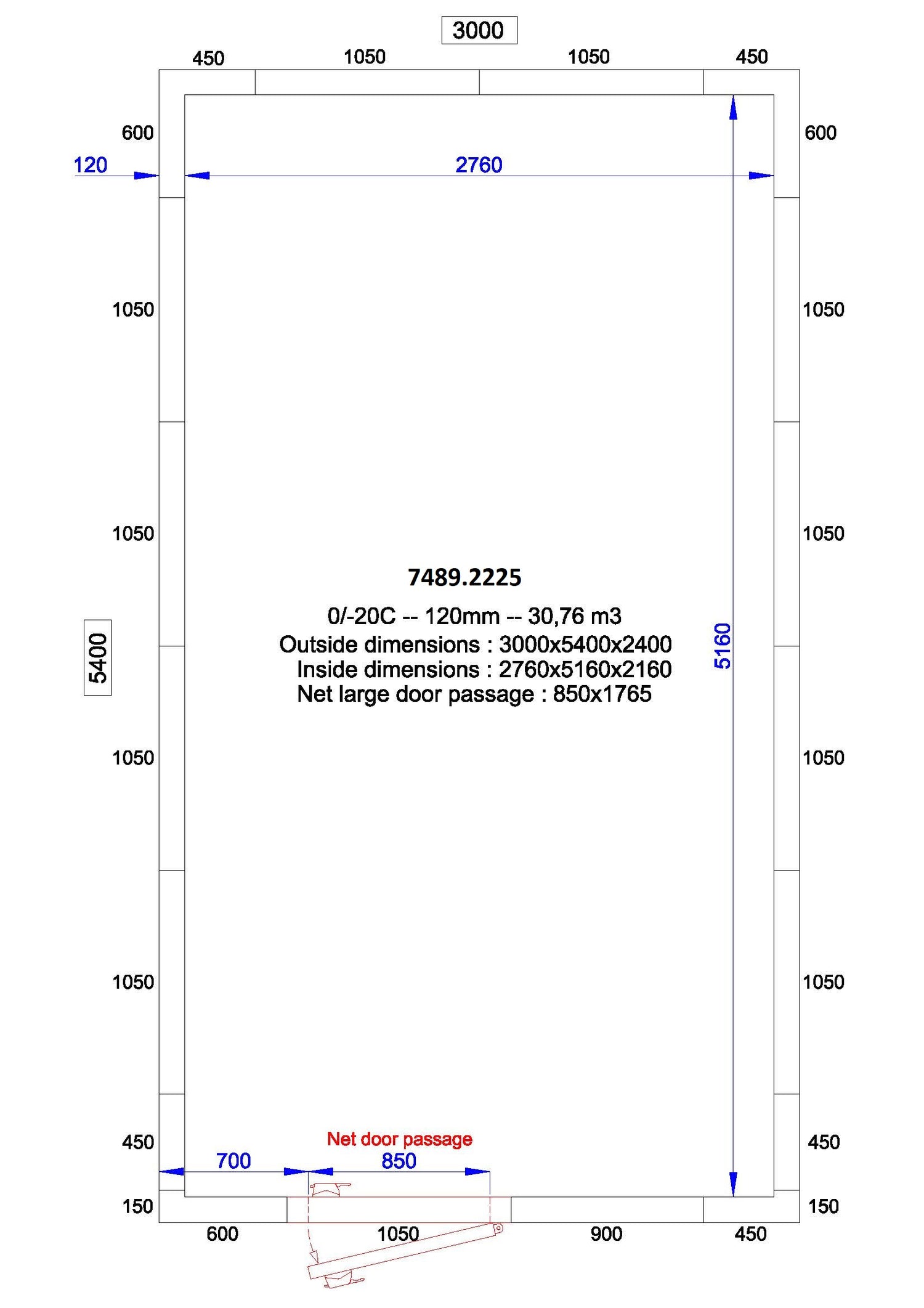 Combisteel Cold And Freezer Room 3000x5400x2400 120 Mm *Transport On Request*