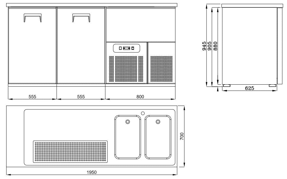 Stylish 2-Door Beer Counter by Combisteel - Model 7489.5320