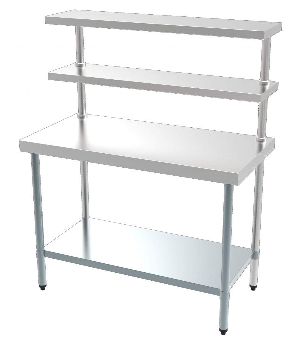 Premium 1200mm Stainless Steel Worktable with Double Overshelf by Combisteel - Perfect for Your Kitchen