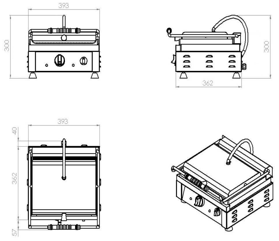 Commercial Catering Equipment - Dual Ribbed Contact Grill - Perfect for Perfectly Grilled Delights