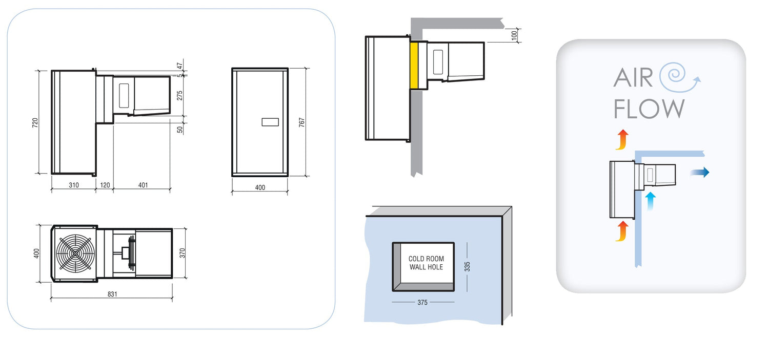 Compact Wall-Mounted Negative Unit by Combisteel - Model 7492.0135