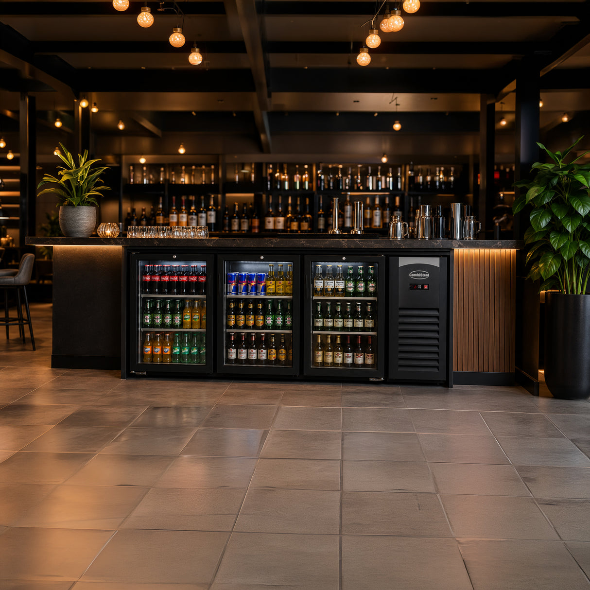 Combisteel Backbar Cooler 3 Glass Doors Black