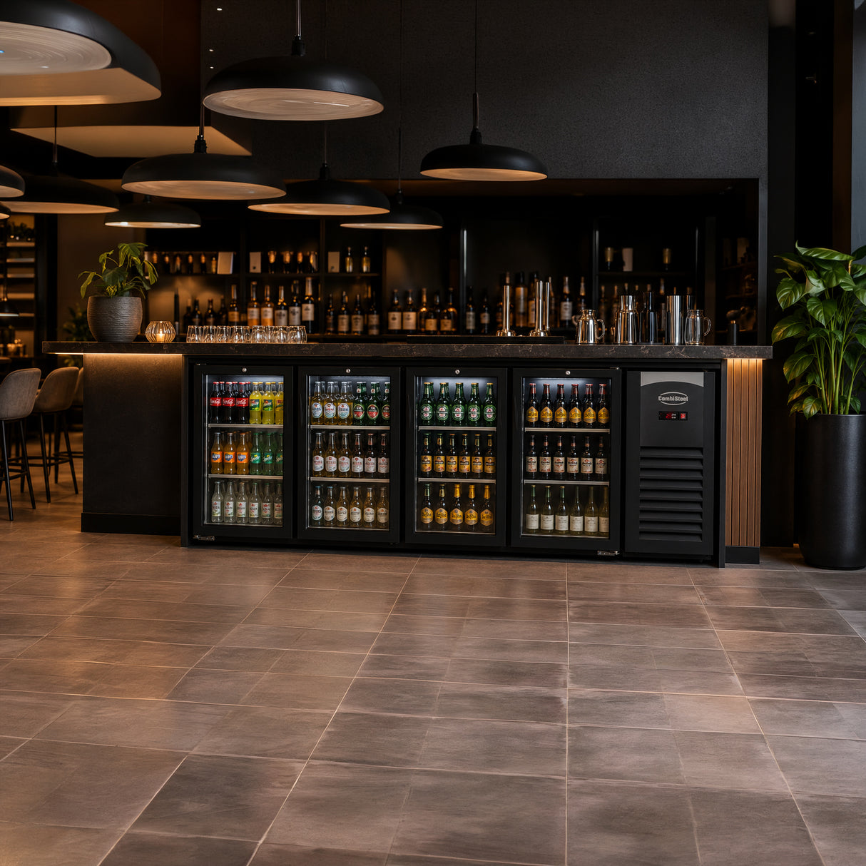 Combisteel Backbar Cooler 4 Glass Doors Black