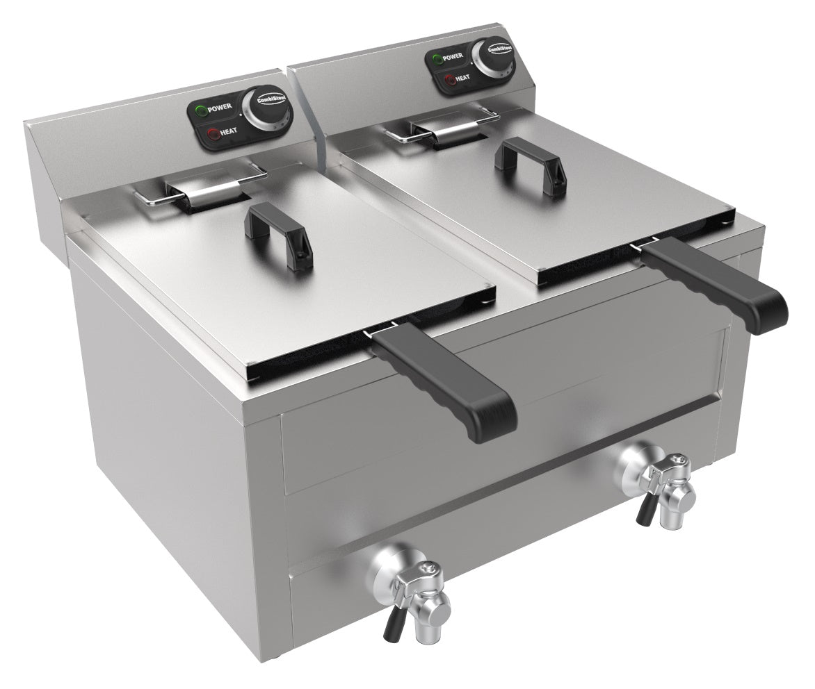 Elevate Your Cooking with the Combisteel Dual Electric Countertop Fryer - 2x8L Capacity & 2x3kW Power - Model 7518.0205