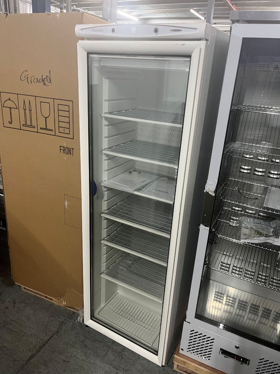 Upright 360 L Single Hinged Glass Door Freezer