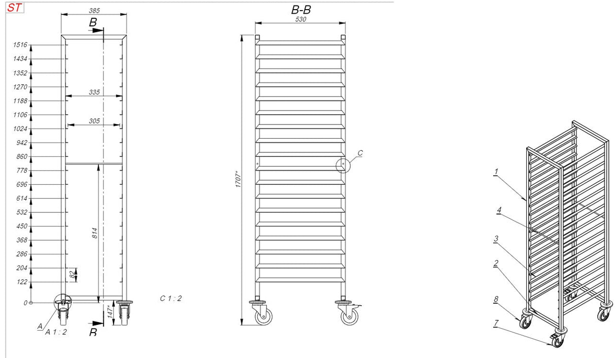 Versatile Combisteel 1/1GN Clearing Trolley - Model 7819.0012, Perfect for Efficient Service