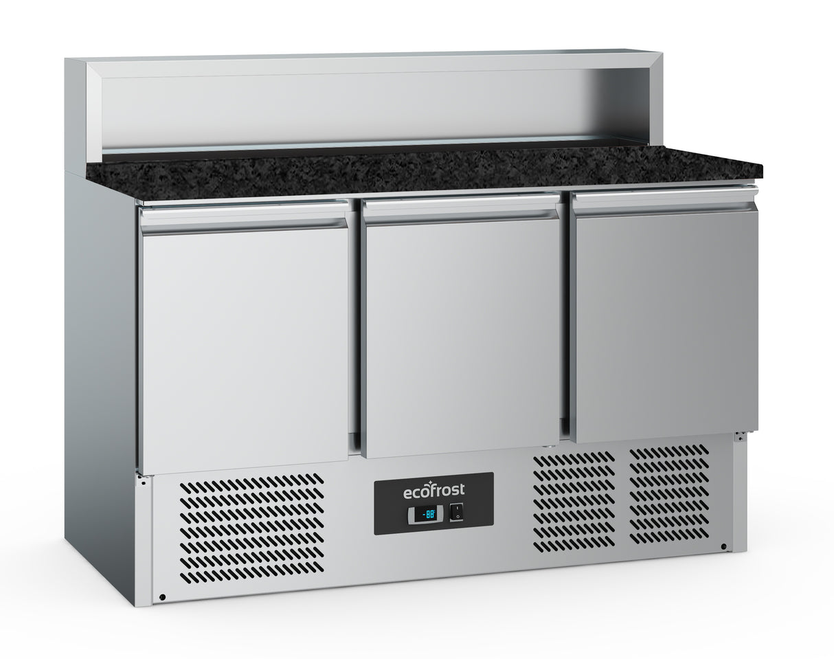 Combisteel Pizza Counter 3 Doors 8x1/6 Gn Container Black Granit Worktop