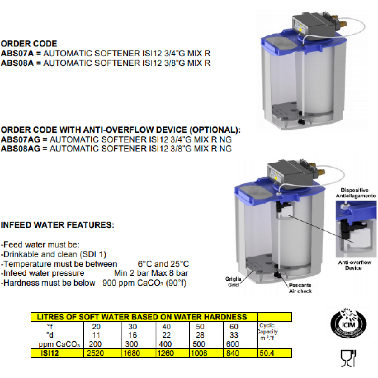 Commercial Automatic Water Softener Chronometric Isi Vessel 12 Litres |  Abs07 Ag