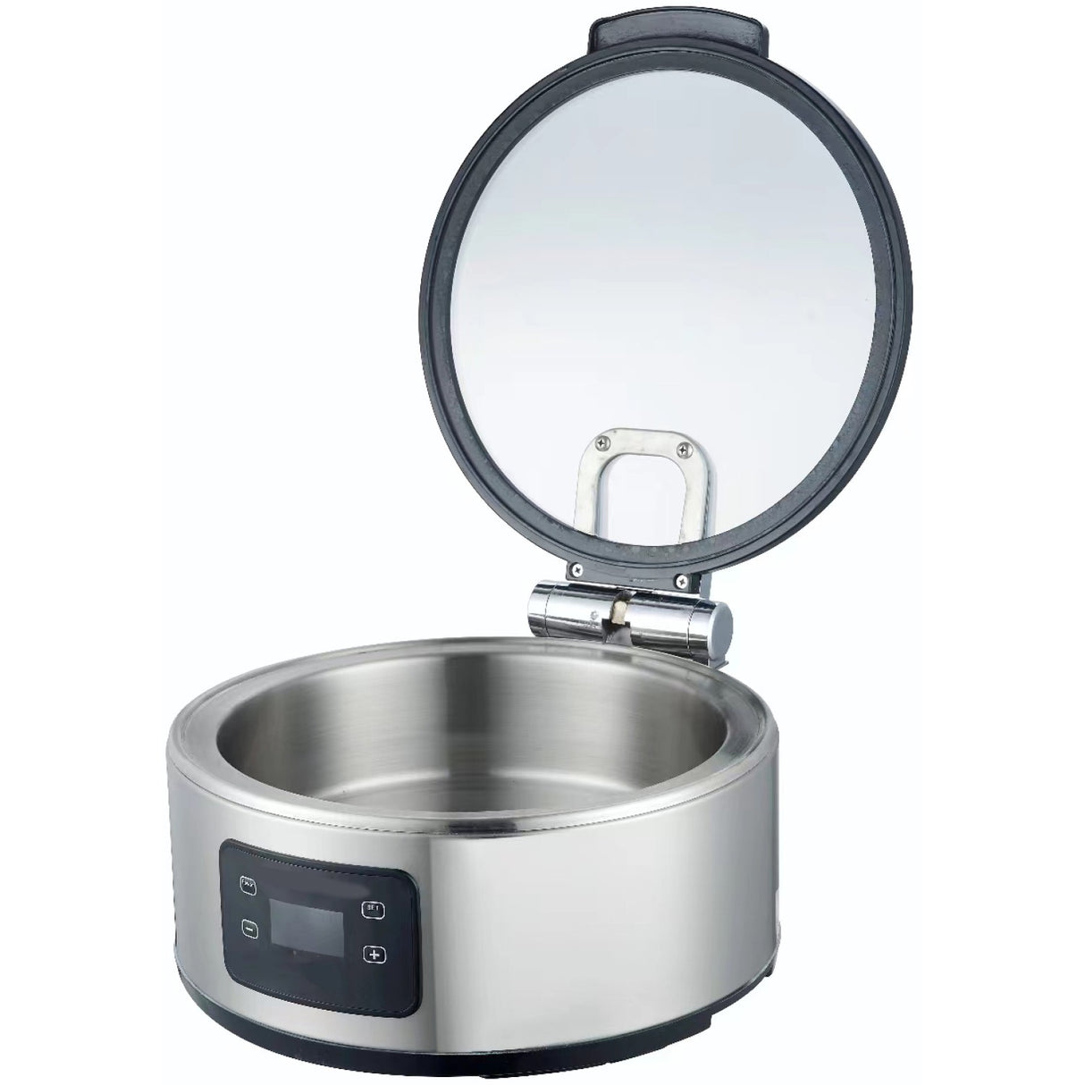 Chafing Dish Electric Heating Round Glass Lid Stainless Steel 6 Litres | Acfd6 L01