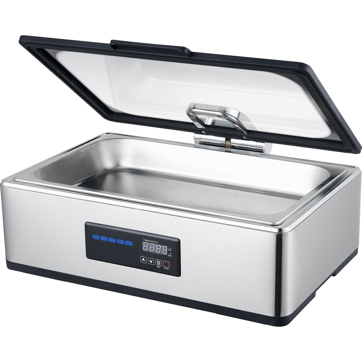 Chafing Dish Electric Heating Glass Lid Stainless Steel 9 Litres | Acfd9 L02