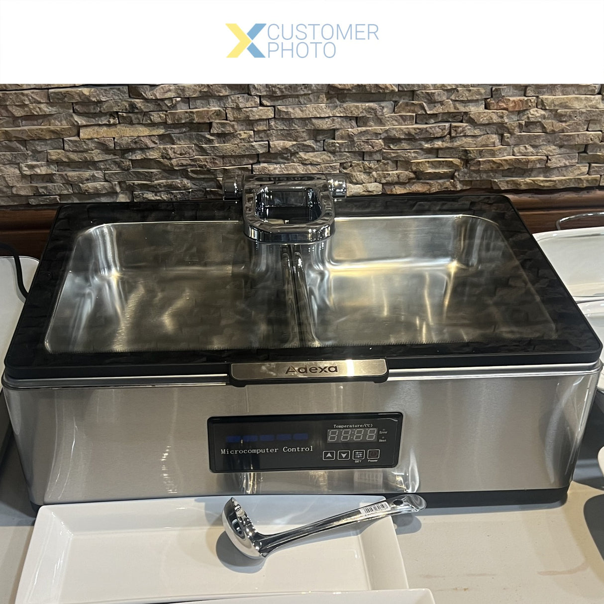 Chafing Dish Electric Heating Glass Lid Stainless Steel 9 Litres | Acfd9 L02