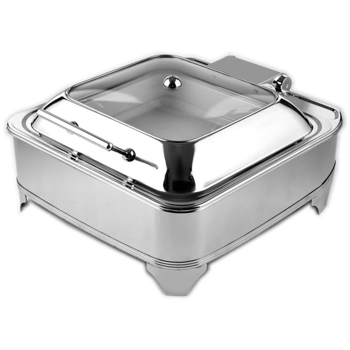 Chafing Dish Electric Heating Gn2/3 Glass Lid Stainless Steel 5.5 Litres | Ad3202