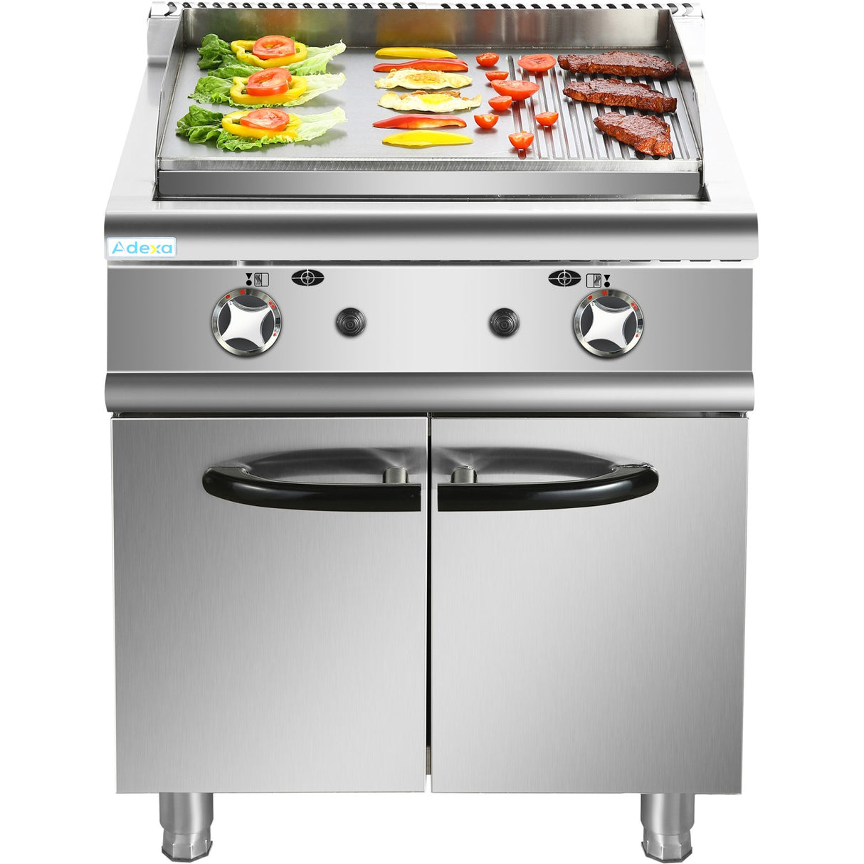 Professional Gas Griddle With Cabinet Base 9.2k W Smooth/Ribbed 700mm Depth | Adx706