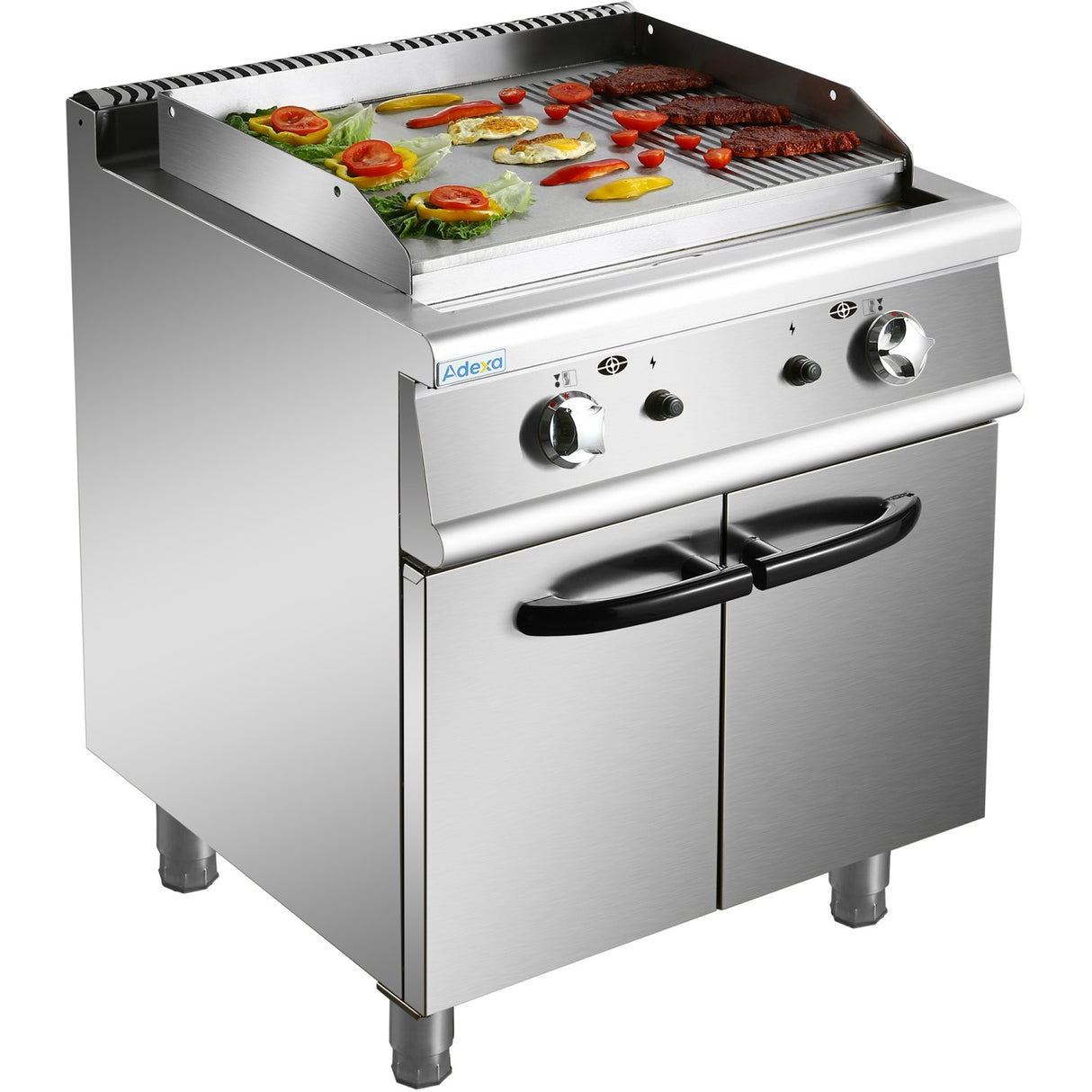 Professional Gas Griddle With Cabinet Base 9.2k W Smooth/Ribbed 700mm Depth | Adx706
