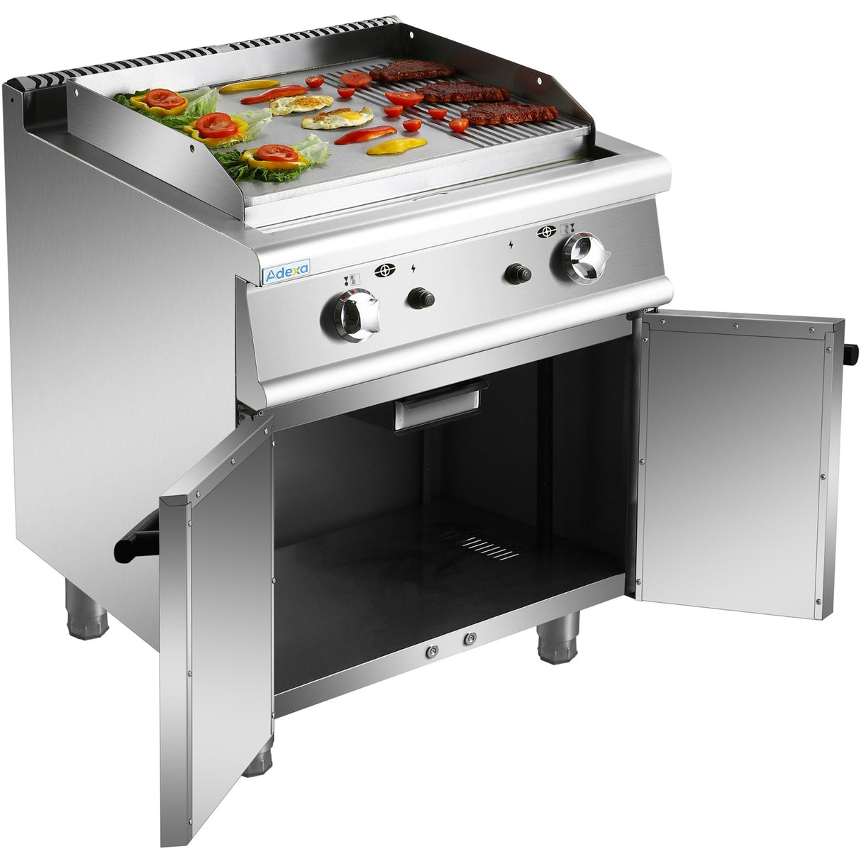 Professional Gas Griddle With Cabinet Base 9.2k W Smooth/Ribbed 700mm Depth | Adx706