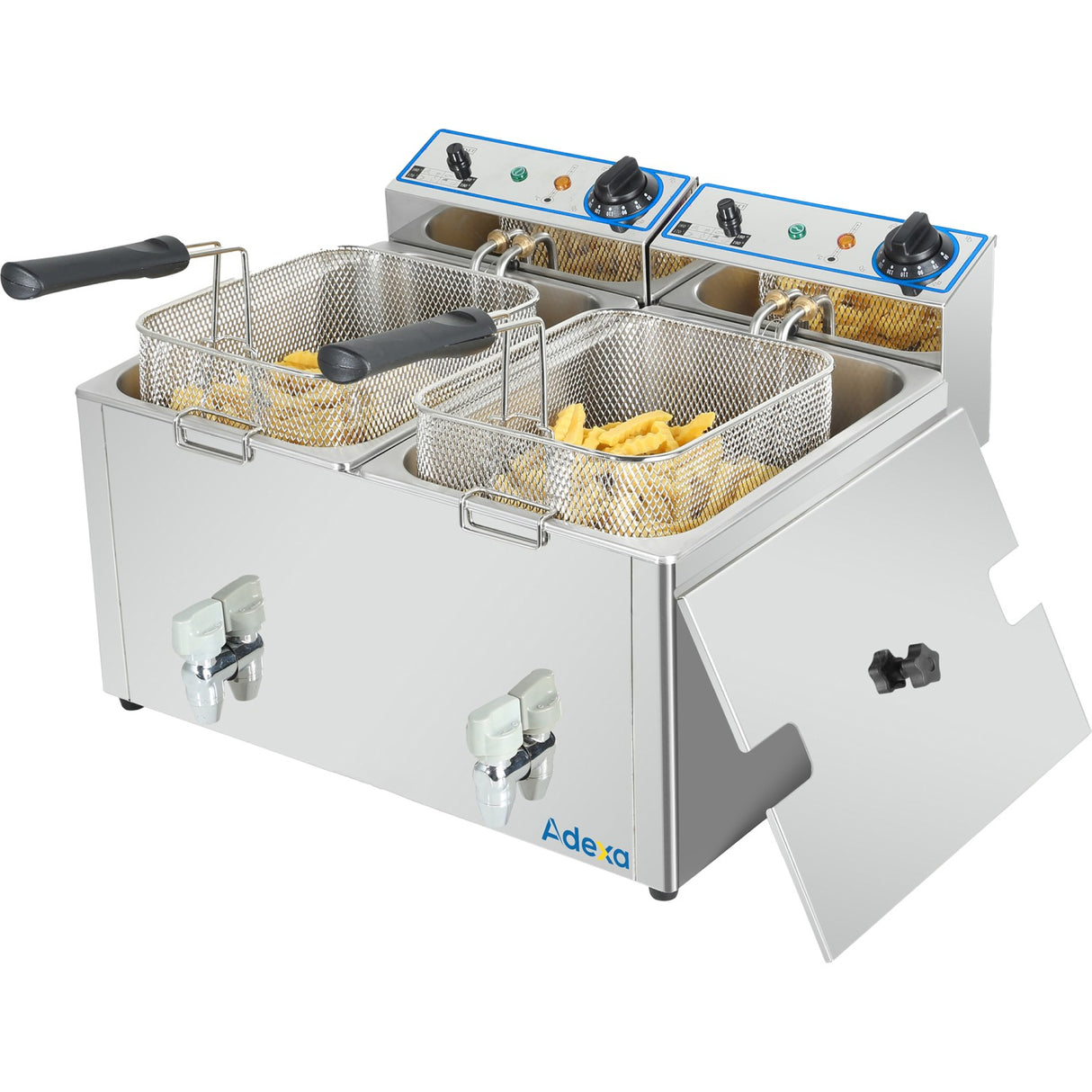Commercial Electric Deep Fryer Countertop Double Tank 2x8 Litres 530x450x360mm | Afr004