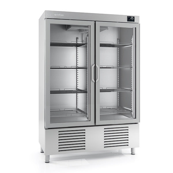 Upright Double Hinged Glass Door Freezer