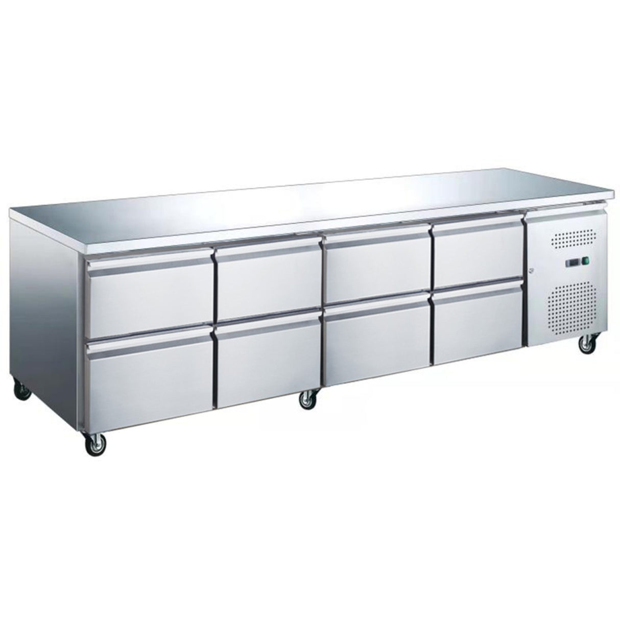 Professional Low Refrigerated Counter / Chef Base 8 Drawers 2230x700x650mm | Ugn4180