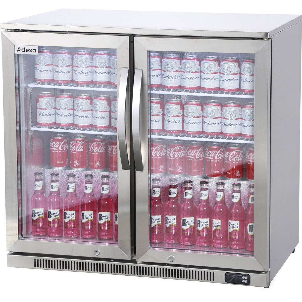 Commercial Back Bar Cooler 191 Litres 2 Hinged Glass Doors Stainless Steel 1000x650x960mm | Bbc2 Hs