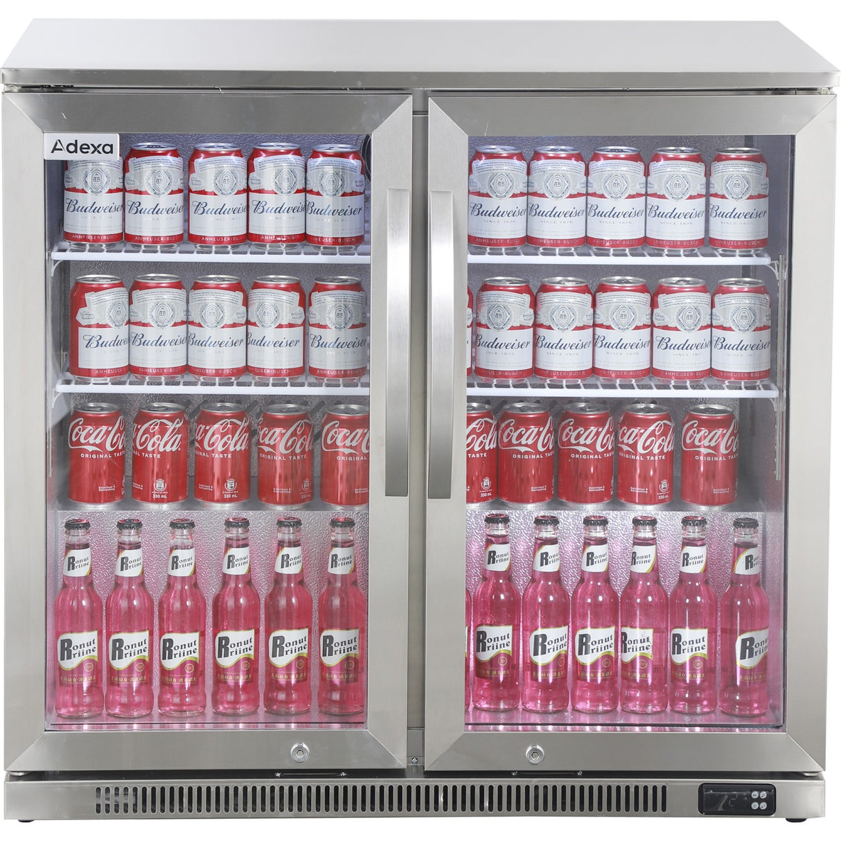 Commercial Back Bar Cooler 191 Litres 2 Hinged Glass Doors Stainless Steel 1000x650x960mm | Bbc2 Hs