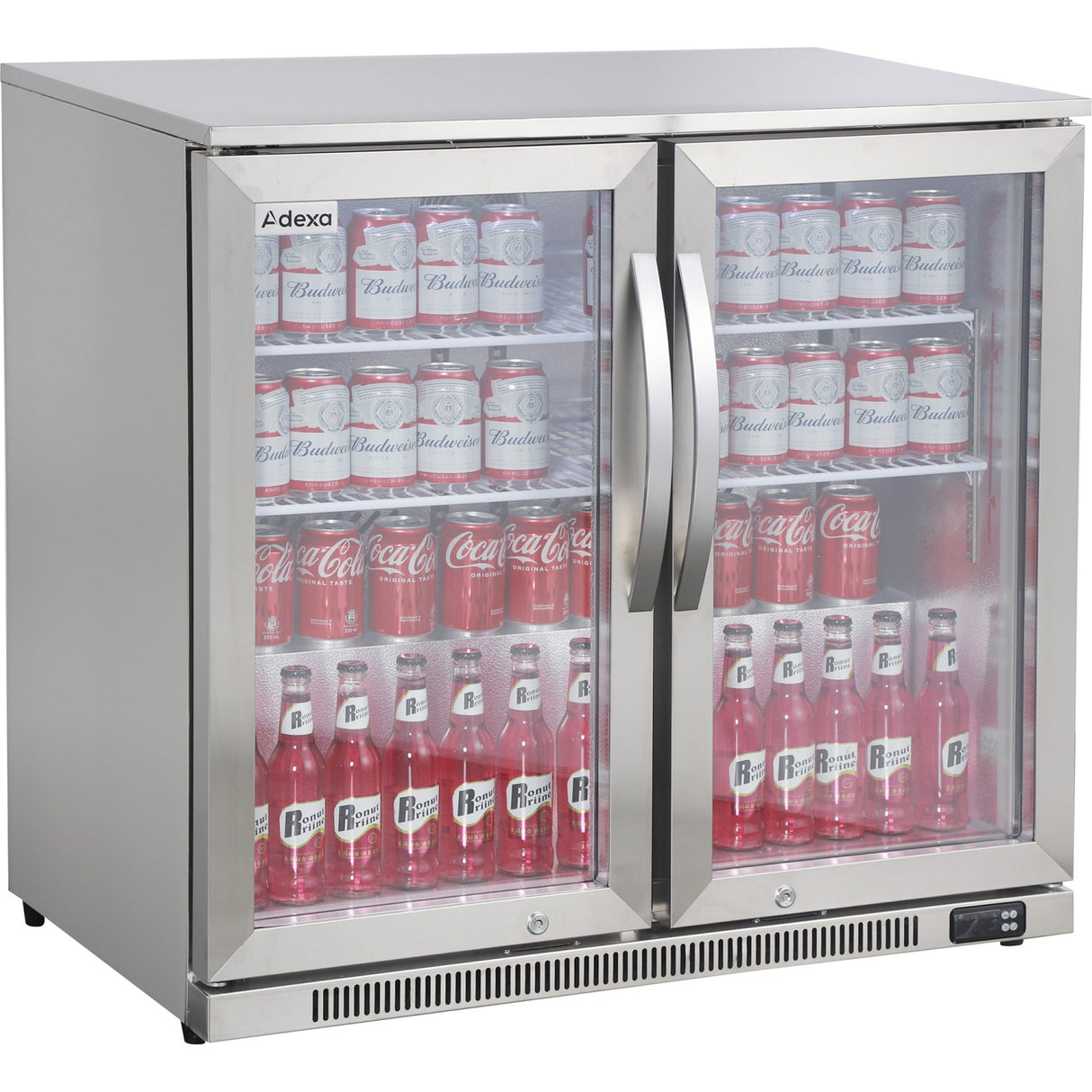 Commercial Back Bar Cooler 191 Litres 2 Hinged Glass Doors Stainless Steel 1000x650x960mm | Bbc2 Hs