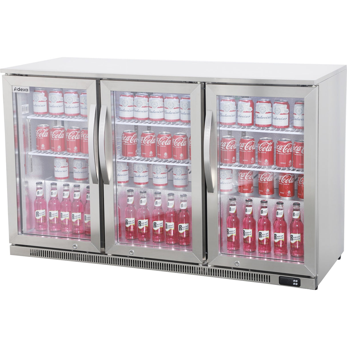 Commercial Back Bar Cooler 295 Litres 3 Hinged Glass Doors Stainless Steel 1440x650x960mm | Bbc3 Hs