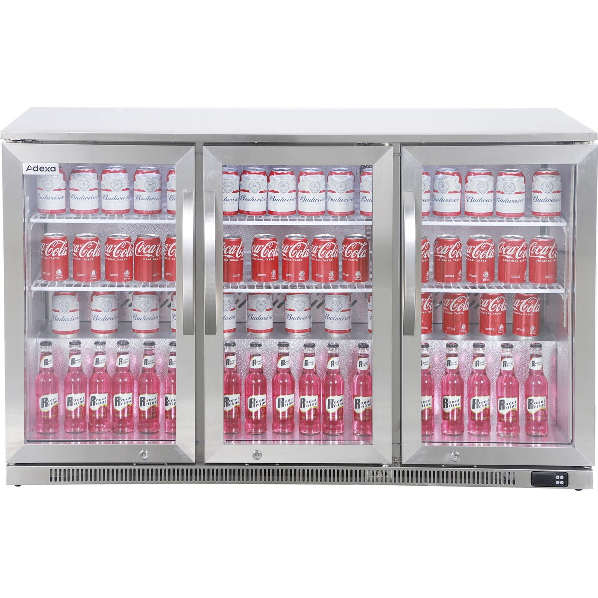 Commercial Back Bar Cooler 295 Litres 3 Hinged Glass Doors Stainless Steel 1440x650x960mm | Bbc3 Hs