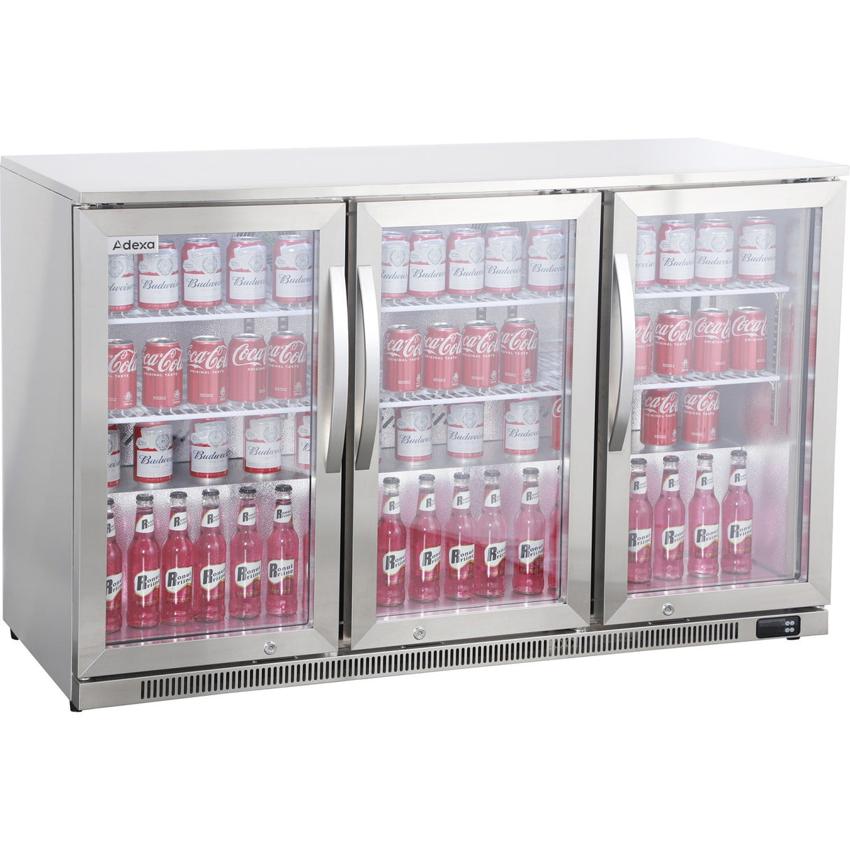 Commercial Back Bar Cooler 295 Litres 3 Hinged Glass Doors Stainless Steel 1440x650x960mm | Bbc3 Hs