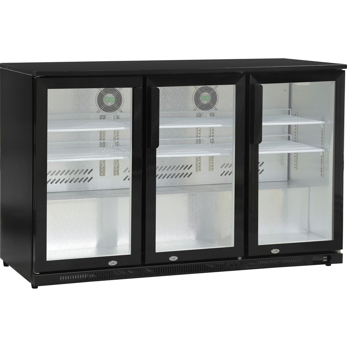 Back Bar Cooler 3 Hinged Doors 300 Litres Black | Bbc3