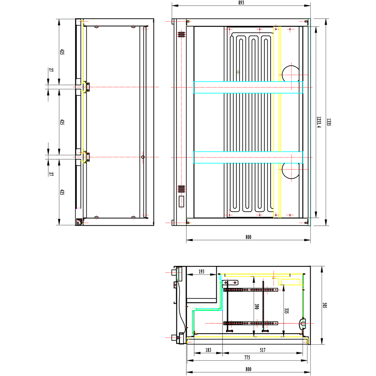 Back Bar Cooler 3 Sliding Doors 300 Litres Black | Bc03 Ps