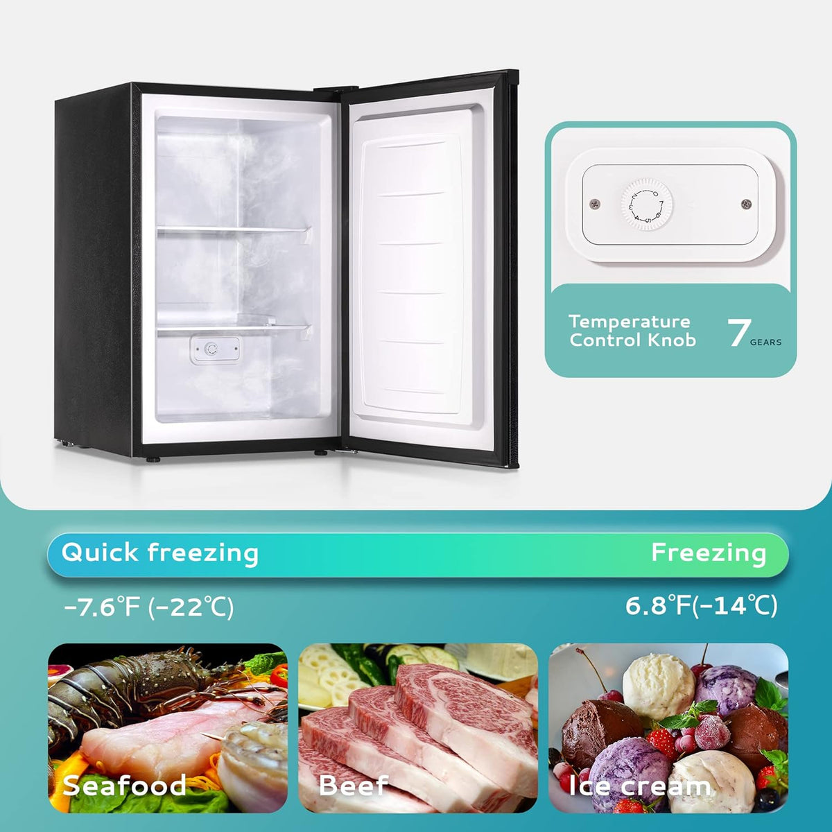 84lt Compact Undercounter Freezer Single Door Black | Bd88