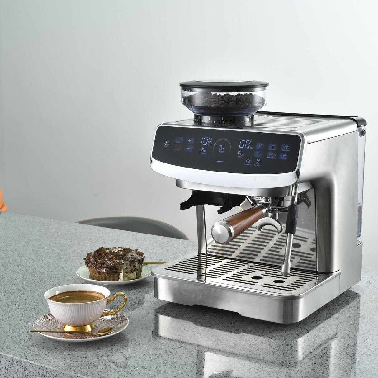 Commercial Semi Automatic Coffee Machine With Grinder &Amp; Touchscreen | Bdcm602