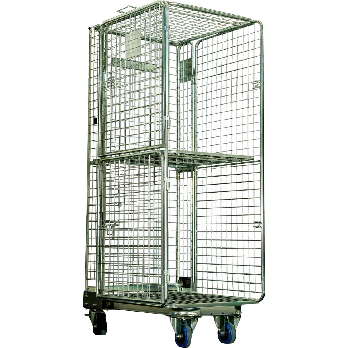 Commercial 4 Sided Roll Cage Trolley Foldable Zinc Plated Steel 500kg Capacity 725x850x1900mm | Bhk07