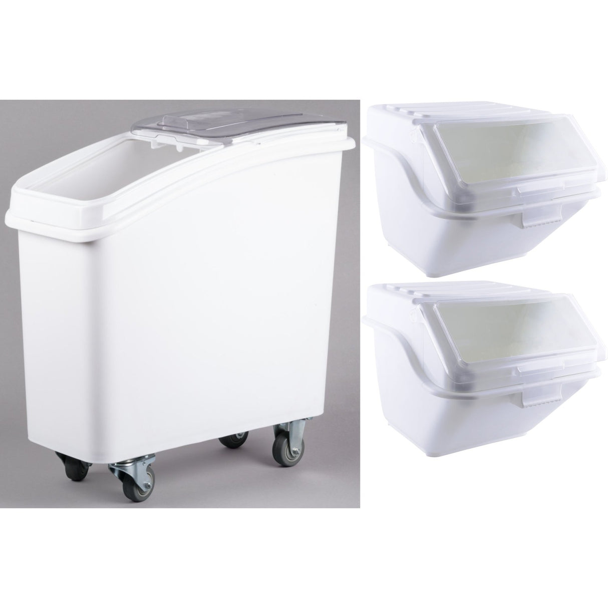 Ingredient Bin Combo 1x80 Litres Mobile &Amp; 2x10 Litres Regular Transparent Lid | Bcomb2