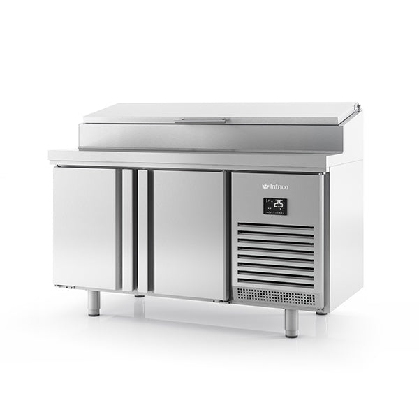 Double Door Refrigerated Prep Counter With Raised Collar