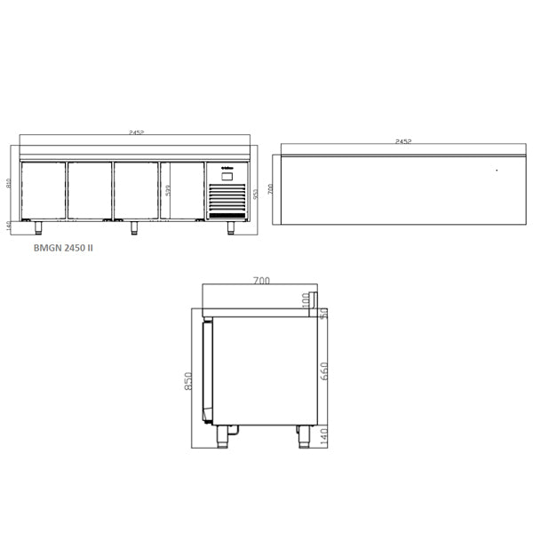 Four Door Refrigerated Counter With Upstand