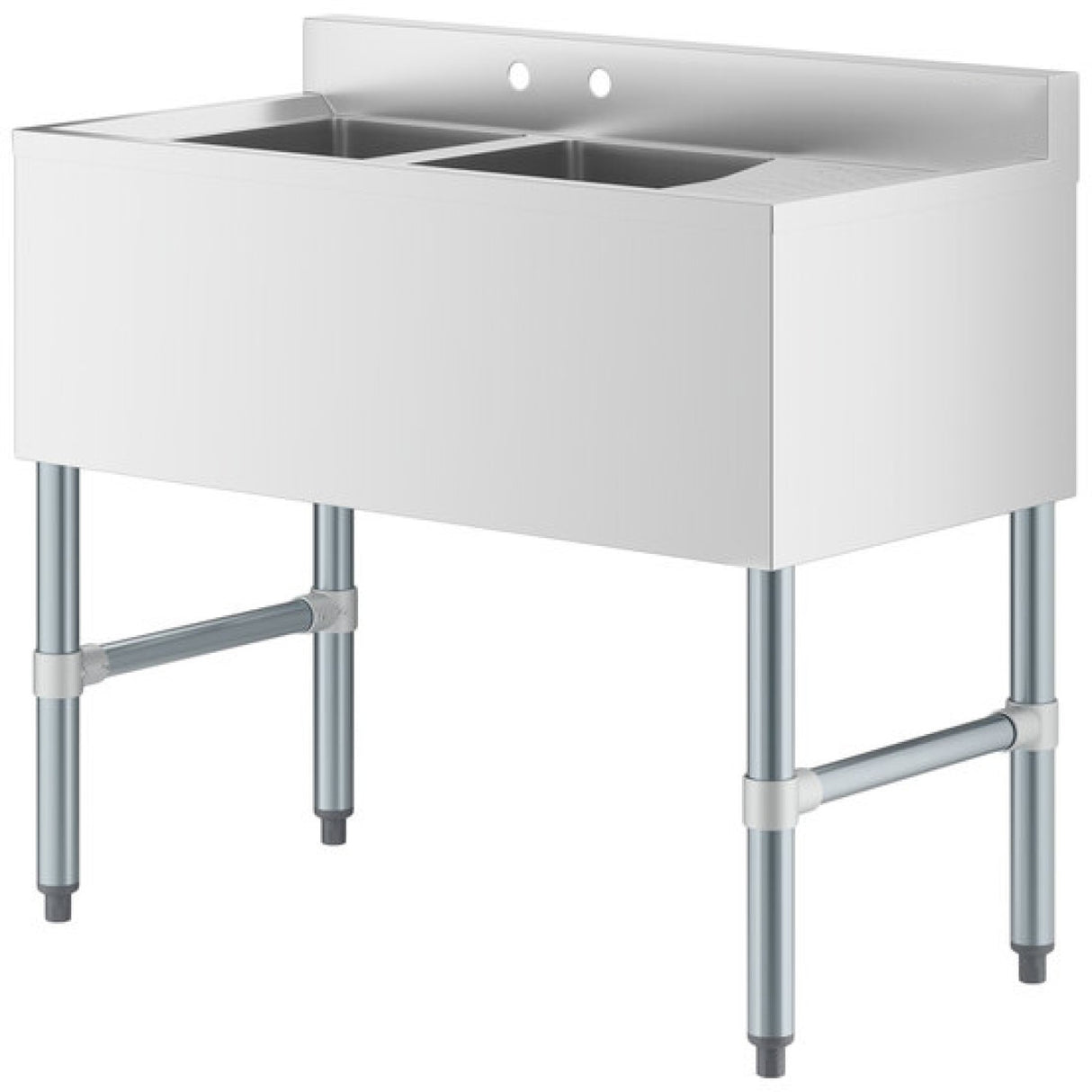 Commercial Sink Stainless Steel 2 Bowl Right Side Drain Board | Bs2 T36 R